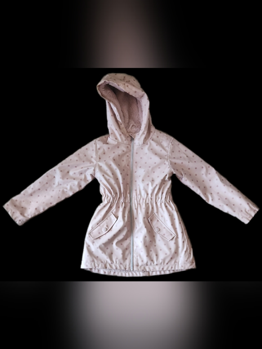 #K37 C&C California Pale Pink Girls Jacket With Faux-Fur Lining